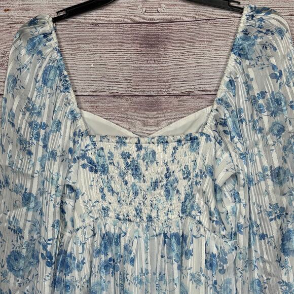 Altar’d State Alyssa Blue Floral Mini Dress Size Medium New - Picture 7 of 12